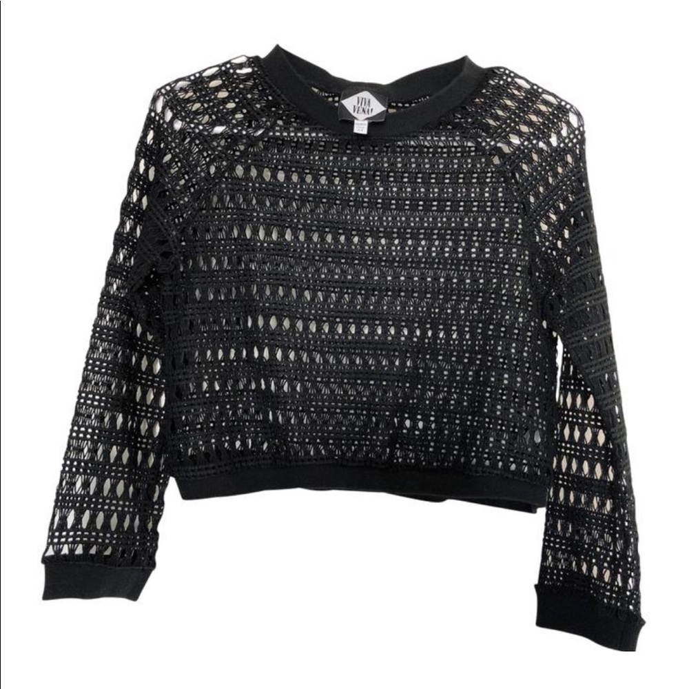 VIVA VENA Crochet Semi-Sheer Mesh Top